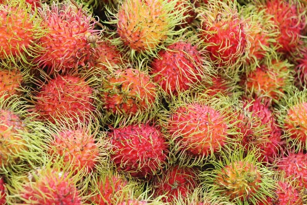 Frutas Doces Rambutan Delicioso Mercado — Fotografia de Stock