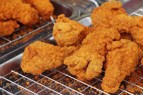 Sült Csirke Utcai Étel Ban Ízletes — Stock Fotó