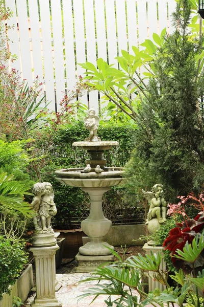 Fontana Giardino Con Natura Bellezza — Foto Stock