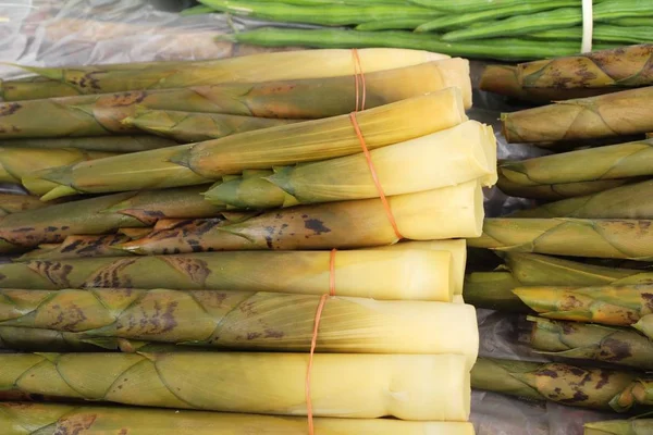 Съемки Бамбука Приготовления Пищи Рынке — стоковое фото