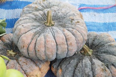Belgili tanımlık çarşı içinde yemek pişirmek için taze kabak