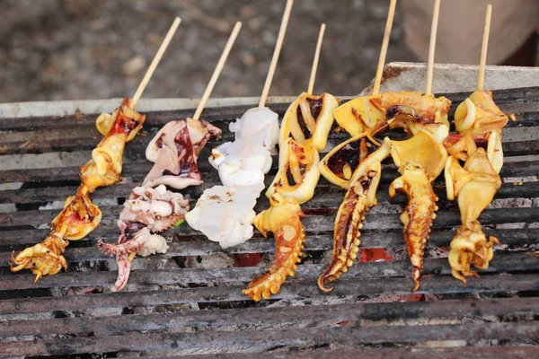 Grilled Squid Delicious Street Food — Stock Photo, Image
