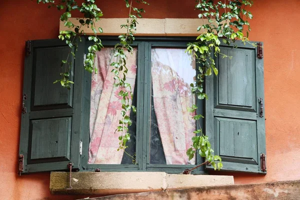 Fenêtre Mur Briques Est Style Vintage — Photo