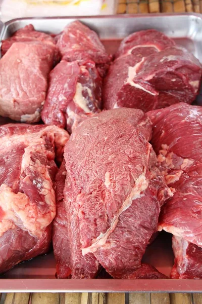 Carne Cruda Para Cocinar Mercado — Foto de Stock