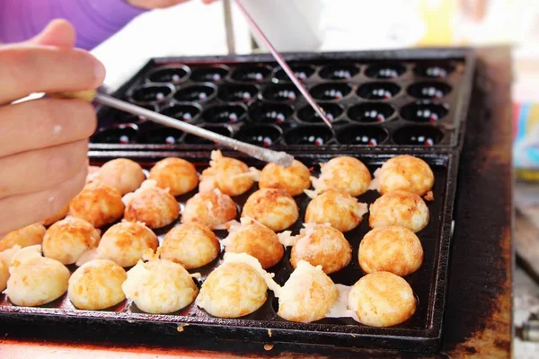 Takoyaki Deliciosa Comida Japonesa Panela — Fotografia de Stock