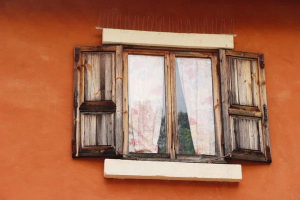 Окно Кирпичная Стена Винтажном Стиле — стоковое фото