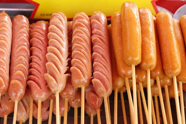 Fried Sausage Delicious Street Food — Stock Photo, Image