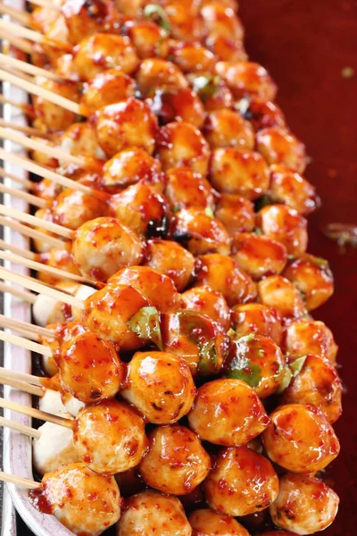 Grilled Meatballs Delicious Street Food — Stock Photo, Image