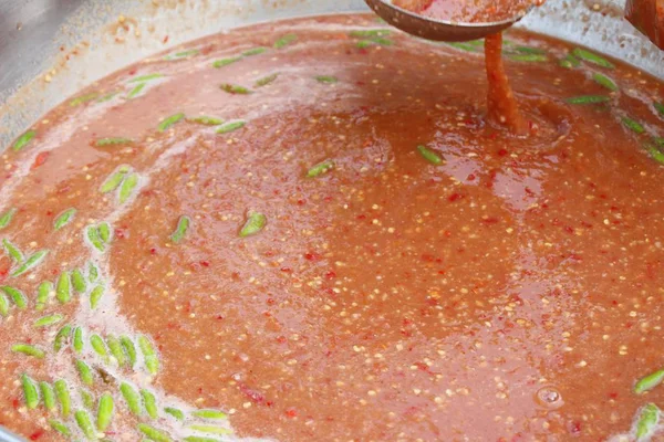 Pasta Camarones Con Chile Deliciosa Comida Callejera — Foto de Stock