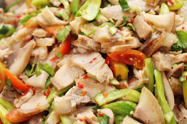 Spicy Pork Salad Delicious Street Food — Stock Photo, Image