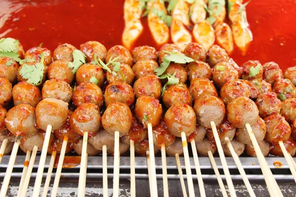 Grilled Meatballs Delicious Street Food — Stock Photo, Image