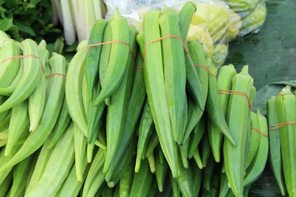 Okra Fresco Para Cozinhar Comida Rua — Fotografia de Stock