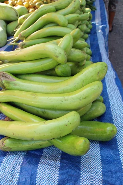 Berenjena Fresca Verde Orgánica Comida Callejera —  Fotos de Stock