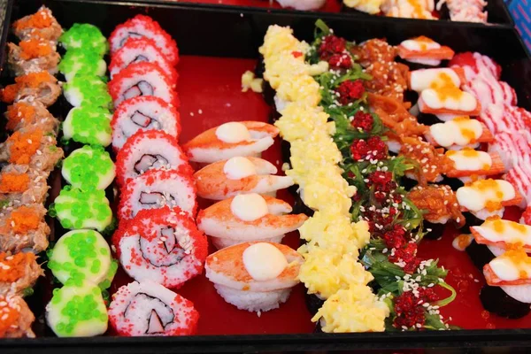 Smíšené Roll Sushi Set Lahodné Japonské Jídlo — Stock fotografie