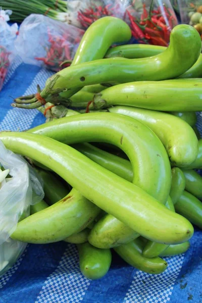 Fresh Eggplant Green Organic Street Food — Stock Photo, Image