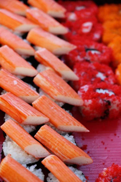Gemengde Roll Sushi Set Heerlijke Japanse Gerechten — Stockfoto
