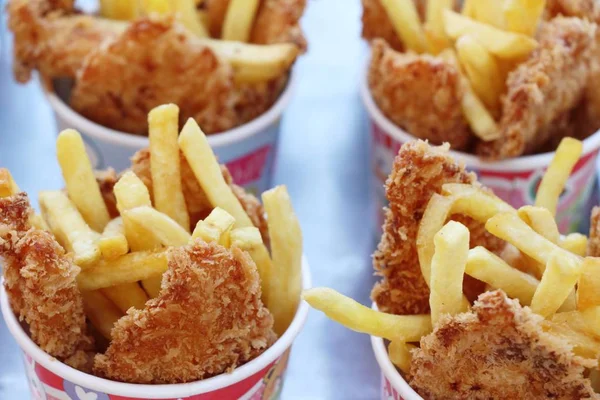 Batatas Fritas Nuggets Frango Frito Delicioso — Fotografia de Stock