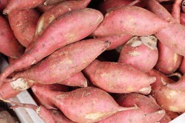 Pazarda yemek yapmak için taze yer elması.