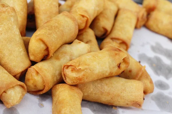 Rolos Primavera Fritos Tradicionais Para Alimentos Aperitivos — Fotografia de Stock