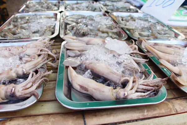 Färsk Bläckfisk För Matlagning Gata Mat — Stockfoto
