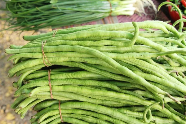 Långa Bönor För Matlagning Gata Mat — Stockfoto