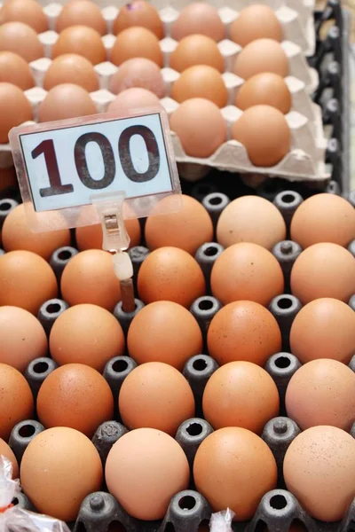 Egg in the panel at the market