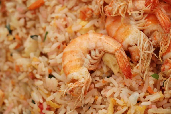 Riz Frit Aux Crevettes Aux Légumes Est Délicieux — Photo