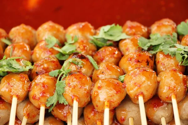 Fried Meatballs Delicious Street Food — Stock Photo, Image