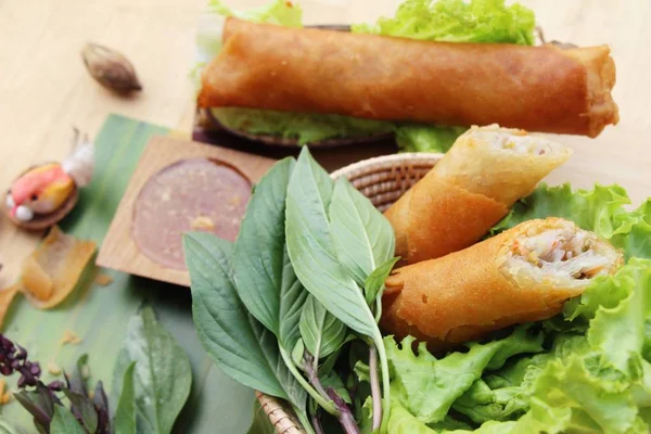 Fried Spring Rolls Traditional Appetizer Food — Stock Photo, Image