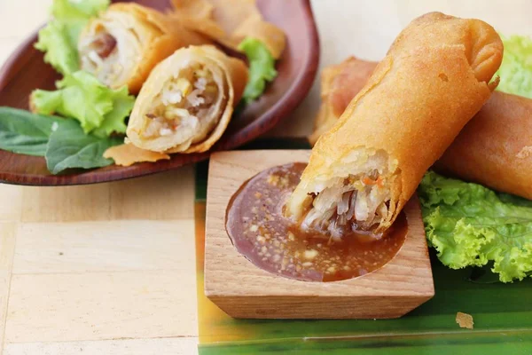 Fried Spring Rolls Traditional Appetizer Food — Stock Photo, Image