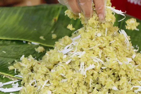 Grano Arroz Rallado Con Coco Postre Tailandés — Foto de Stock