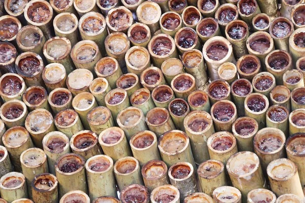 Glutinous Rice Coconut Milk Roasted Bamboo — Stock Photo, Image