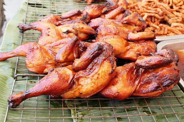 Poulet Grillé Est Délicieux Nourriture Rue — Photo