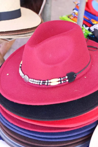 Sombreros Belleza Venta Calle Peatonal — Foto de Stock