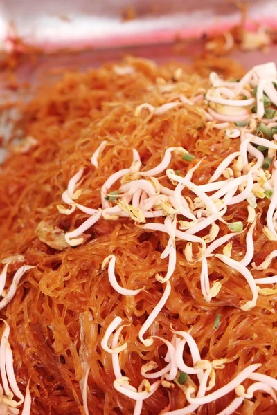 Fried Noodle Thailändsk Stil Med Fläsk Läcker — Stockfoto