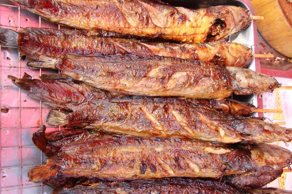 Pesce Alla Griglia Delizioso Cibo Strada — Foto Stock