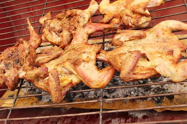 Gegrilde Kip Heerlijk Straat Eten — Stockfoto