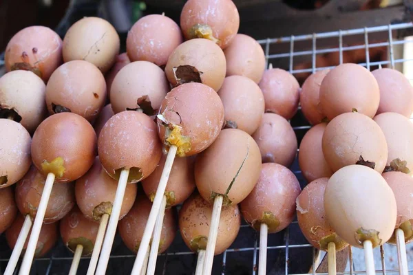 Telur Panggang Sangat Lezat Dalam Makanan Jalanan — Stok Foto