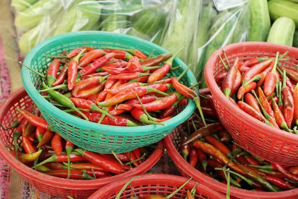 Čerstvé Chilli Pro Vaření Pouliční Stánky Jídlem — Stock fotografie