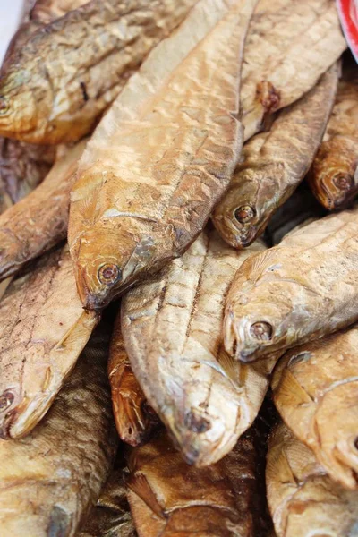 Сушена Риба Приготування Вуличній Їжі — стокове фото