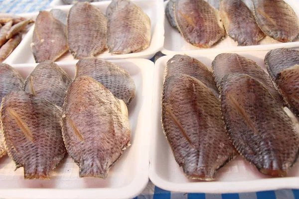 Gedroogde Vis Voor Het Koken Straat Eten — Stockfoto