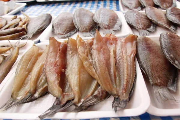 Gedroogde Vis Voor Het Koken Straat Eten — Stockfoto