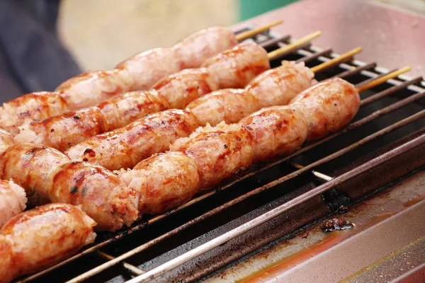 Grillwurst Asiatisch Lecker Beim Streetfood — Stockfoto