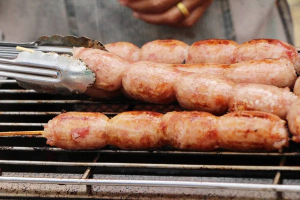 Grilled sausage asia delicious at street food — Stock Photo, Image