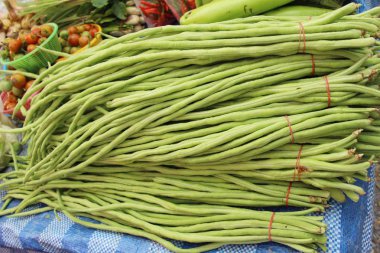 Sokak gıda yemek pişirmek için uzun fasulye