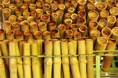 Hindistan cevizi sütü ile yapışkan pirinç bambu kavrulmuş