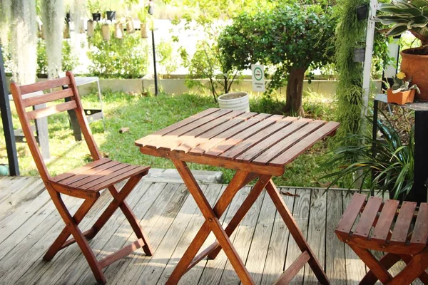 Set chairs of vintage style in garden — Stock Photo, Image