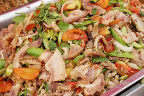 Spicy pork salad delicious at street food — Stock Photo, Image