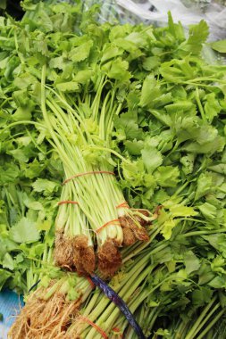 Belgili tanımlık çarşı içinde yemek pişirmek için kereviz sebze