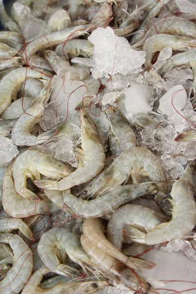 Čerstvé krevety vaření na pouliční stánky s jídlem — Stock fotografie